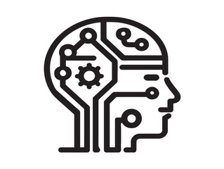 Stylish Artificial Intelligence Icon in Modern Thin Line Vector Artwork
