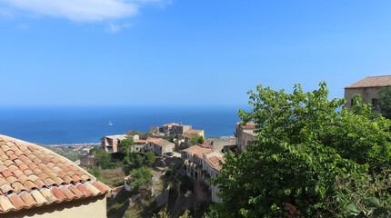 View of the Mediterranean Sea from the slopes of Mount Etna, Sicily, Italy
