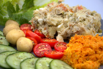 Salada Russa und M&ouml;hrensalat mit Knoblauch