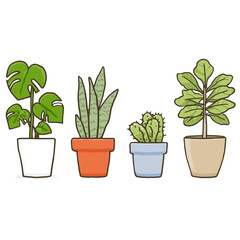 観葉植物のイラストセット