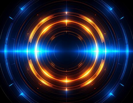 Abstract circular graphic with concentric glowing rings