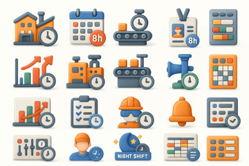 Time Management  Factory Production 24 Professional Icons