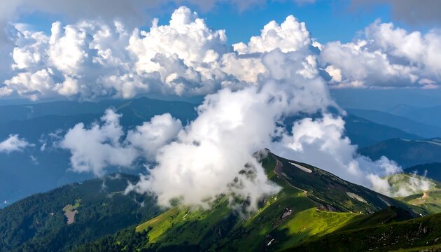 Mountainous landscape with dramatic clouds