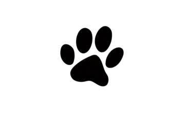 A black and white paw print