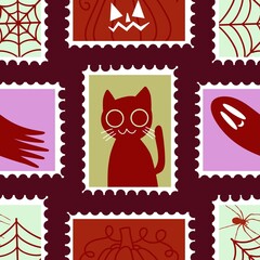 Halloween animals seamless cats pattern for wrapping paper and fabrics and linens and kids clothes print