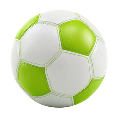 Obraz premium A 3D render of a soccer ball with white and lime green panels, stitched seams. background removed