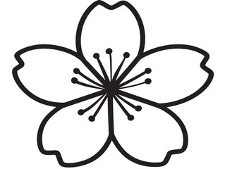 Cherry Blossom Icon in Clean Stylish Vector Line Illustration Artwork
