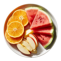 Slices of fresh juicy watermelon on white plate summer snack