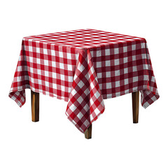 Red and white checkered tablecloth with colorful cotton fabric pattern