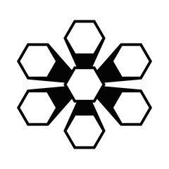 Seven Bursting Hollow Black White Hexagons