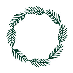 Christmas wreath, green circle. Traditional winter vector illustration for postcard, greeting, card, wrapping, poster, invitation.