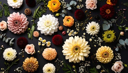 Colorful floral arrangement on a dark background
