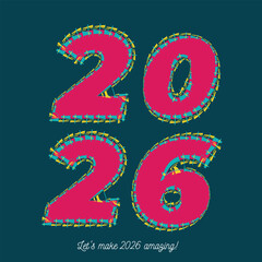 2026 New Year Celebration Poster with Bold Typography Illustrator Artwork	