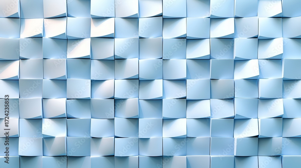 Wall mural blue and white background with a pattern of squares. the squares are arranged in a way that creates 