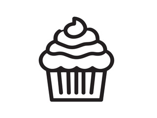 Elegant Cupcake Icon in Clean Professional Vector Line Illustration Artwork