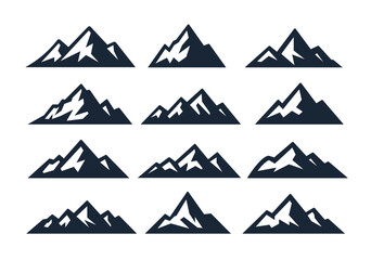 Mountain logo vector icon illustration. Peak mountain snow range silhouette abstract outdoor symbol icon