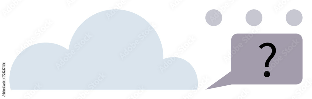 Aufkleber cloud graphic alongside a speech bubble containing a question mark indicates cloud-based queries, co