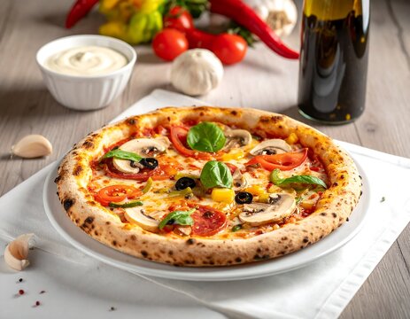 Delicious pizza with assorted toppings