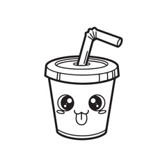 Happy Kawaii Soda Cup with a Straw and Big Eyes