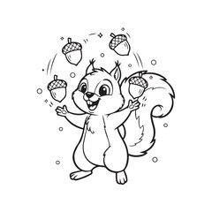 Happy Squirrel Juggling Acorns