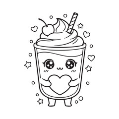 Happy Milkshake with Cherry and Whipped Cream