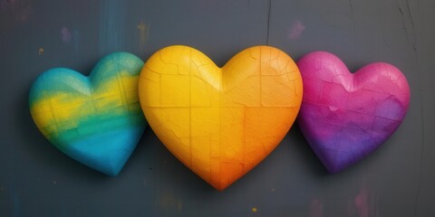 Three Round Striped Hearts for LGBT Pride