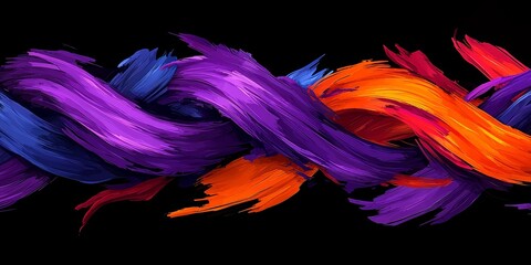 Fototapeta premium Colorful, wavy line of purple and orange hair. The colors are bright and bold, creating a sense of energy and movement. The image is abstract and artistic