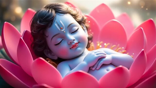 Infant sleeping lotus flower.