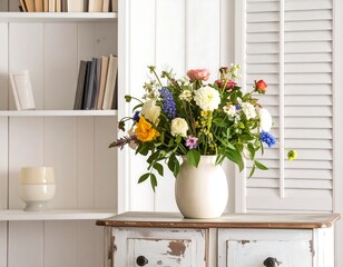 Colorful flower arrangement in a vase