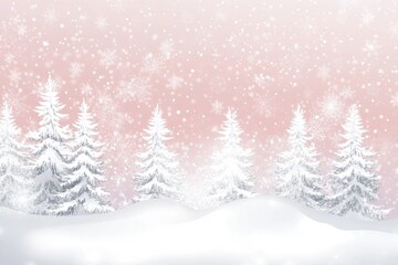 Obraz premium Snowy pink background holiday winter forest.