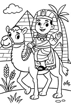 farao riding camel drawing kids