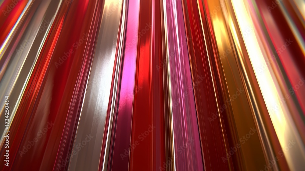 Wall mural series of red and gold stripes. the stripes are in different colors and are arranged in a way that c