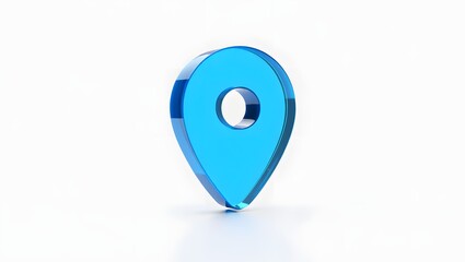 Minimal glassmorphism location pin icon representing map, place, or navigation marker in digital applications, map pointer, 3d rendering