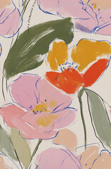 Beautiful rose logo design featuring colorful floral elements and brand text in a modern artistic style