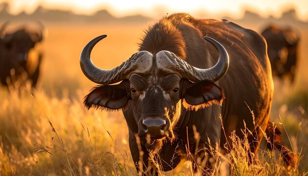 African buffalo at sunrise