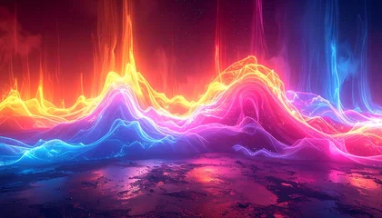 Keuken achterwand Bordeaux Neon landscape with swirling, vibrant colors  © lazytre