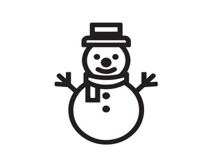 Stylish Snowman Icon in Clean Elegant Minimal Vector Line Illustration Artwork