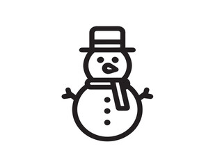 Minimal Snowman Icon in Modern Stylish Elegant Vector Line Illustration Artwork