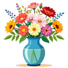 Colorful flowers in a vase
