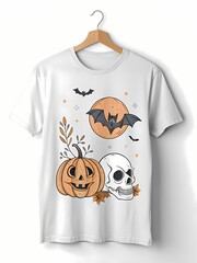 Neutral t-shirt with Halloween print mockup