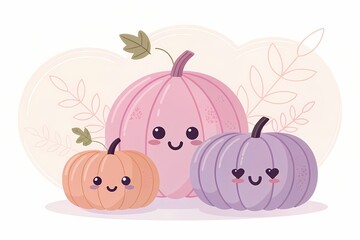 Pastel pumpkins on pink background for Pinkoween