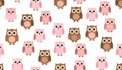 Cute owls pattern on white