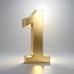 Gold number one on a light gray background