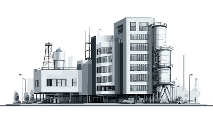 Obraz premium Modern Industrial Factory and Plant Buildings Exterior