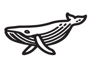 Professional Whale Icon in Clean Elegant Minimal Vector Line Illustration Artwork