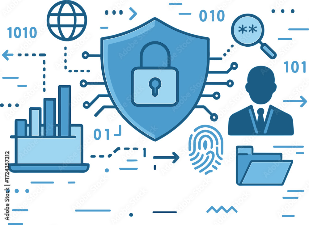 Poster this hi‑tech business presentation showcases cyber security for internet projects against an abstrac