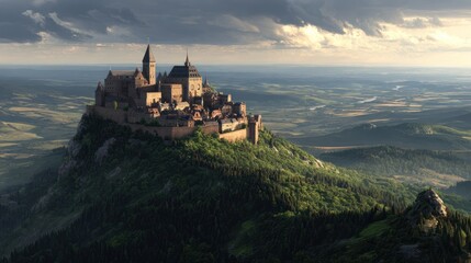 Obraz premium Medieval fortress cityscape