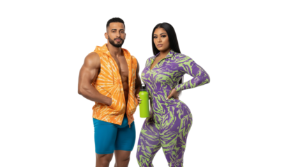 Fitness Couple Posing in Athletic Wear Isolated on a Transparent Background PNG High-Resolution Image for Fitness Blogs, Websites, and Social Media