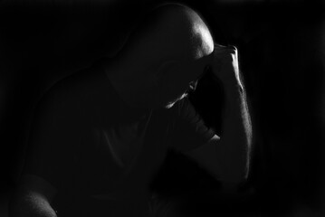 portraits face expression body movements modern man in black and white photo fine art silhouette expression image