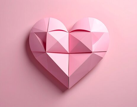 Geometric pink heart on a pink background - Powered by Adobe
